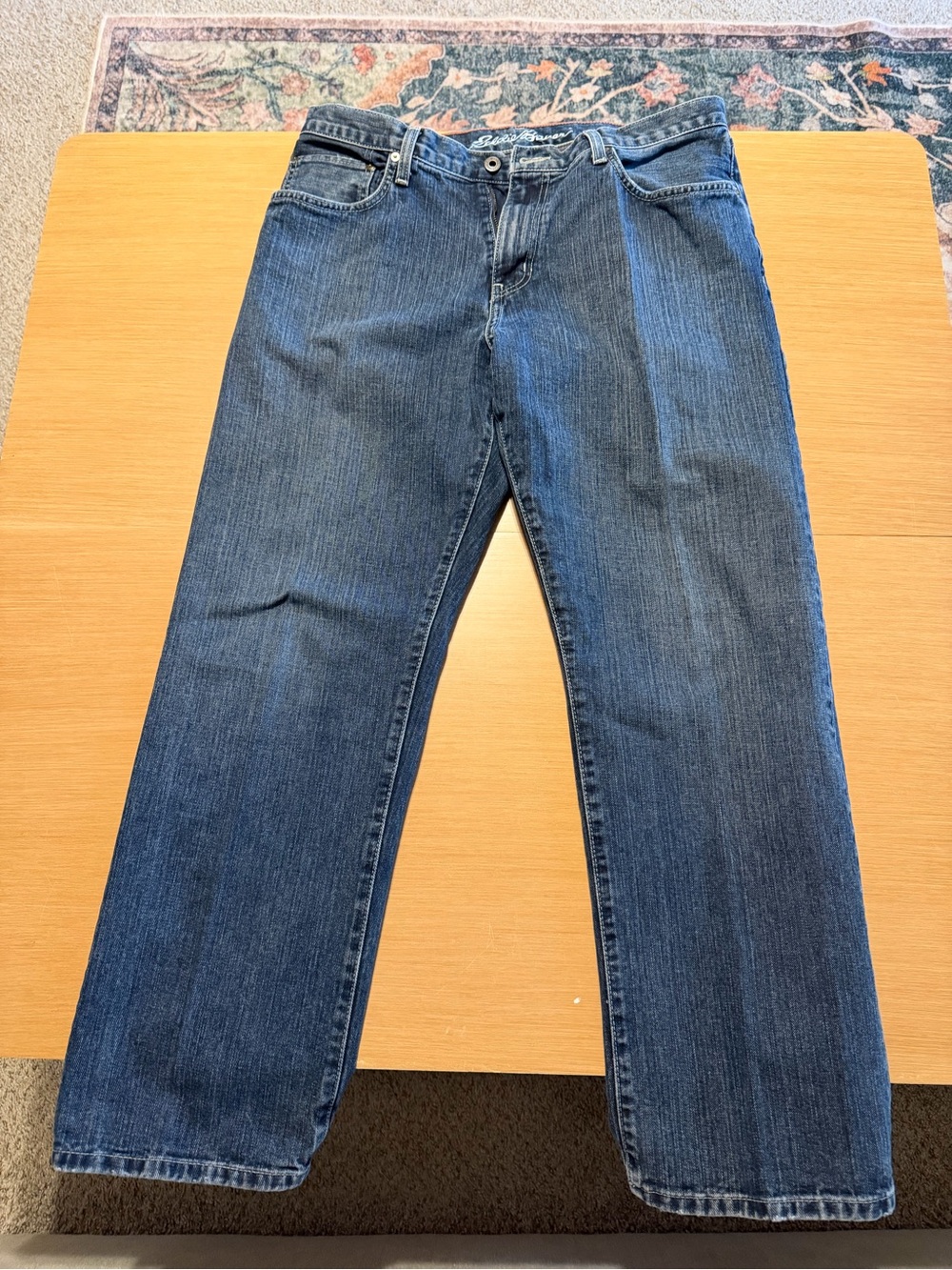 Eddie Bauer Relaxed Straight-Leg Jeans - Dark Blue Denim